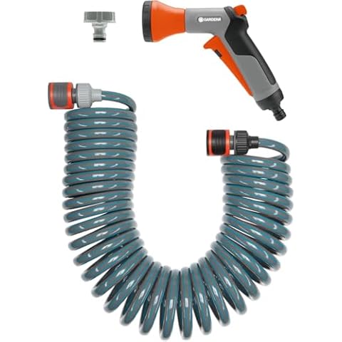 Gardena 10m Spiral Hose Set with Sprayer Cover