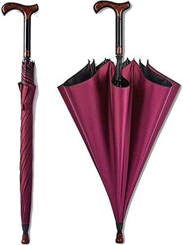 Qingluan Multifunction Walking Sticks Umbrella,Automatic Golf Umbrella,Windproof Non-Slip,Stick Umbrellas with Ergonomic Handle,Separable Walking Cane,Men Women Classic Rain Umbrella,Wine red