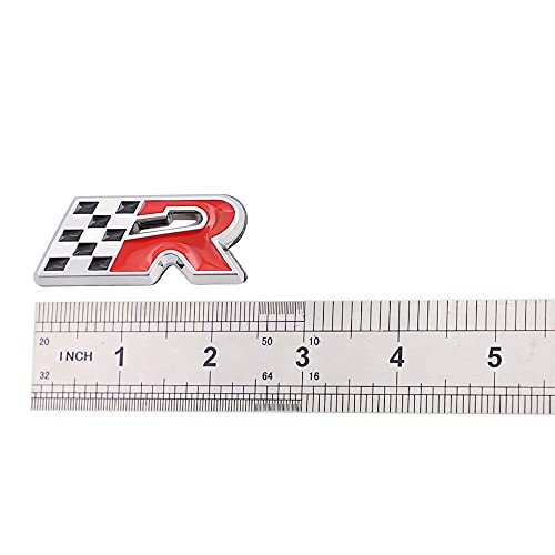 Carrun R Racing Flag Emblem Sport Badge Car Side Rear Front Hood Trunk Door Fender Bumper Metal Badge 3D Decal Sticker Fit For All Corvette C2 C3 C4 C5 C6 C7 (Silver Red), (Cr-Rf) #TOP4