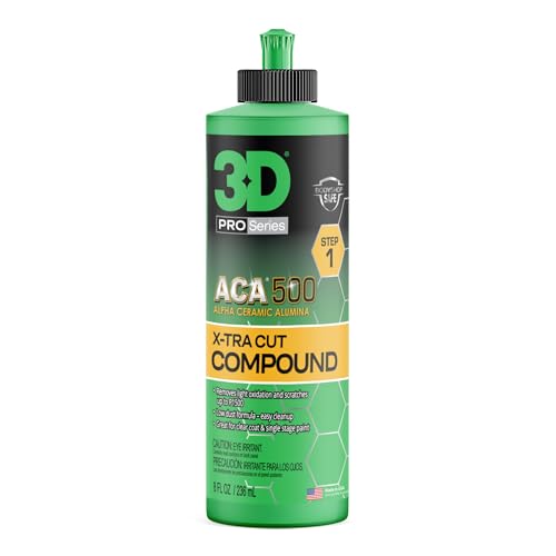 3D ACA 500 Cutting Compound – Step 1 Extra-Cut for Deep Paint Correction | Cuts P100 Grit or Finer | Body Shop Safe, Low Dust, Pro Detailer Formula | Made in USA - 8 oz