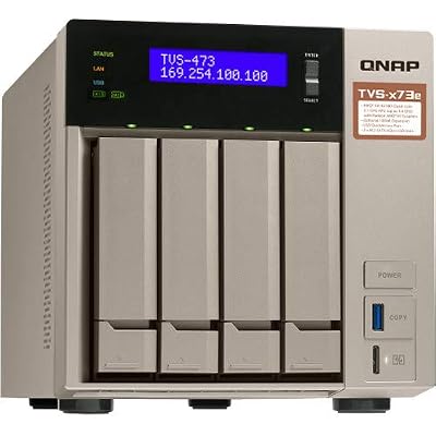 QNAP Turbo NAS TVS-473e NAS Storage, AMD RX-421BD, 32GB DDR4, 4TB SSD for Ultra Fast Storage, 32TB HDD, Radeon R7 Graphics, RAID, QTS 4.3 Operating System