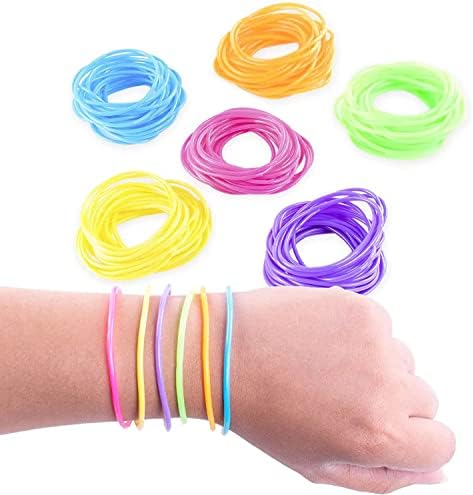 Super Z Outlet 80s Colorful Retro Rock Pop Star Rainbow Diva Disco Jelly Neon Gel Stretchable Bracelets Bands for Theme Events, Assortment, Toy Party Favor Prizes (Assorted 288pk) image 4