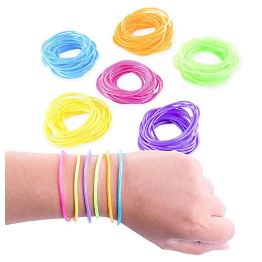 Super Z Outlet 80s Colorful Retro Rock Pop Star Rainbow Diva Disco Jelly Neon Gel Stretchable Bracelets Bands for Theme Events, Colorful Assortment, Assorted Toy Party Favor Prizes (Assorted 288pk)