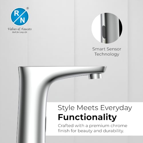 Image of RN Automatic Touchless Sensor Faucet for Wash Basin, Motion Sensor Bathroom Sink Tap, Hands-Free Smart Faucet with Chrome Finish, Water Saving Kitchen & Bath Fixture (Pillar Body.5)
