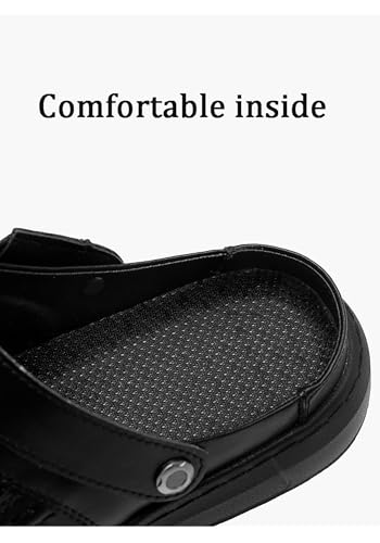 Men's Hollow Leather Mesh Closed Toe Sandals Casual Outdoor Athletic Adjustable Slip On Beach Shoes Summer Breathable3