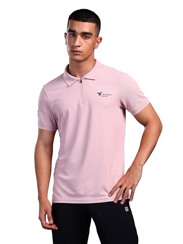 Image of TECHNOSPORT Men's Solid Polo T-Shirt MATPIQ Quick Dry Slim Fit Sports Tee for Gym Casual Smart Wear UPF50+ Anti Odour