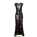 Briskorry Pailletten Abendkleider Damen Lange 1920s Kleid Bodycon Flapper Charleston Kleid Great Gatsby Cocktail Kleid Saum Cocktail Flapper Abschlussball Kleid