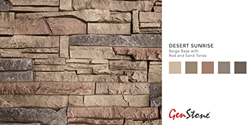 GenStone Faux Stacked Stone Left Corner Panel 12.5" x 11.25" in Desert Sunrise Color for Do It Yourself Friendly Home Improvement Projects
