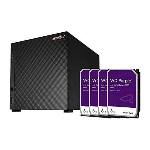 Asustor AS1104T 4 Bay NAS Quad-Core CPU, 2.5GbE Port, 1GB DDR4 + 24TB HDD (Four 6TB HDD Included)