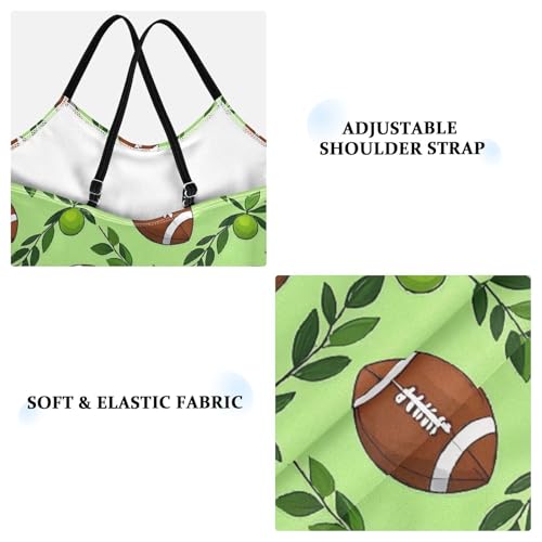 ALAZA Rugby American Football Green Girls Swimsuit Bathing Suit Beach Swimwear One Piece 3-10T3