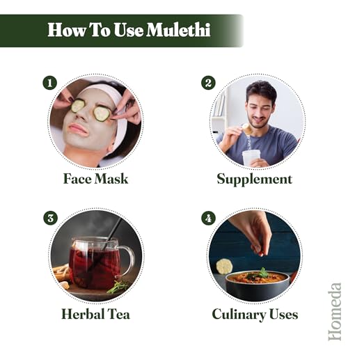 Homeda Mulethi Powder Organic for Face Pigmentation (100 Grams) Licorice Powder for Drinking, Yashtimadhu for Eating, Skin, Hair Growth Pure Liquorice Root extract Athimathuram, Mulethi Stick, Jeshthamadh