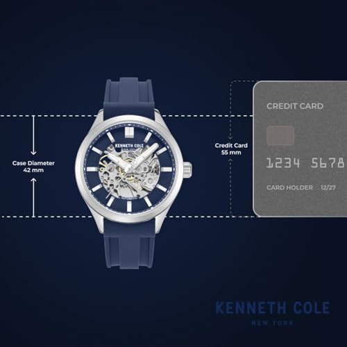 Image of Kenneth Cole Automatic Blue Round Dial Men's Watch | Silicon Strap Material | Watches for Men Analog - KCWGZ0103703MNW