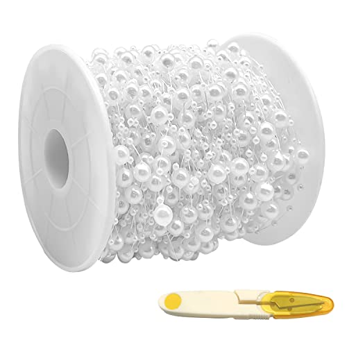 Perlenkette Deko, 60 Meter Perlengirlande, Für Kopfschmuck Für Die Braut Hochzeit Dekorationen, DIY Handwerk Brautsträuße, Tischdekorationen Und Hochzeit Party Dekorationen Cover