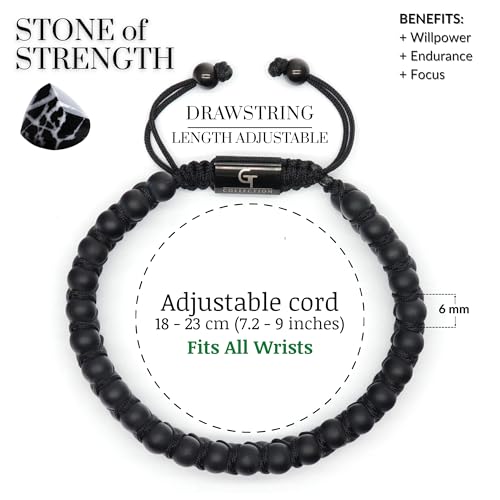 Matte Black Onyx Bracelet for Men, Adjustable Double Beaded Bracelet - Gemstone Energy Bracelet for Protection and Strength, Handcrafted Men's Jewelry Gifts for Men3