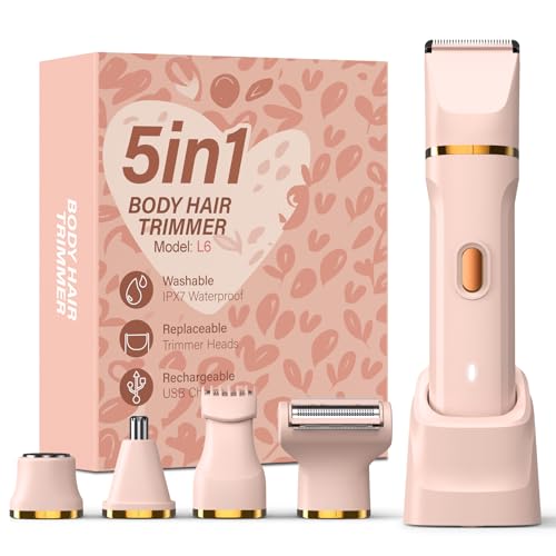 HOHOLE 5-in-1 Bikini Trimmer for Women, IPX7 Waterproof Electric Hair