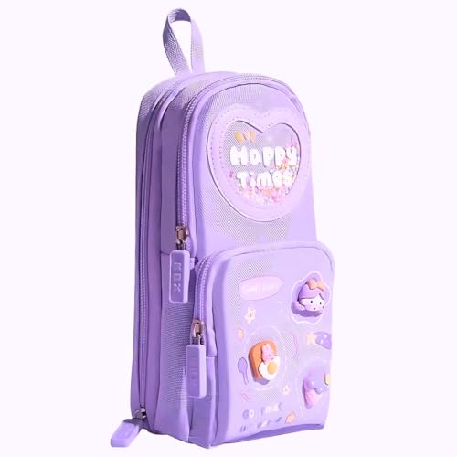 Image of Storio Premium Pencil Case 6 Layer with 3 Compartment Cute Aesthetic Pencil Case for Girls Large Capacity Pencil Pouch Multifunctional Pouch for School Kids Cute Stationary Gift - Purple