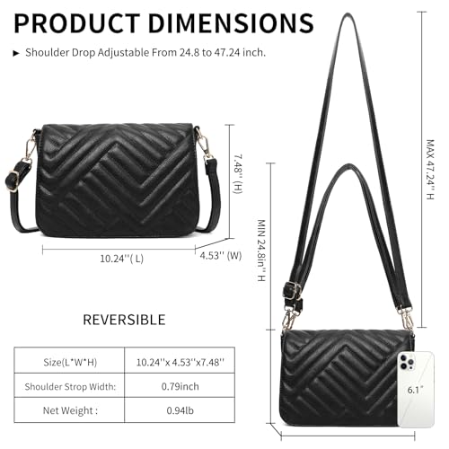 SENDEFN Quilted Leather Crossbody Bags for Women Ladies Shoulder Purse Satchel HandBag with Chain Trendy Strap3
