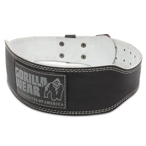GORILLA WEAR 4 Inch Padded Leather Lifting Belt - Black/Gray 2XL/3XL