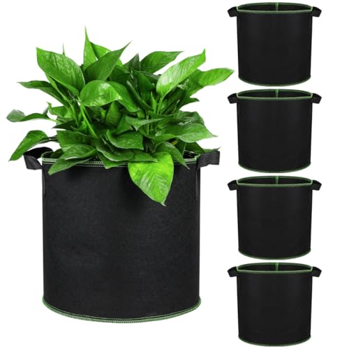 Image of DOITOOL 5 Pack 4 Gallon Plant Grow Bags, Nonwoven Plant Fabric Pots with Handles, Vegetable /Flower /Plant Grow Bags for Nursery Garden Planting