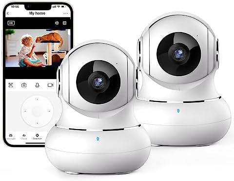 litokam Indoor Security Camera with 360° Motion Tracking, Baby Monitor Camera with Night Version, 1080P Home Security Cameras Wireless for Dog, Pet Camera with App, Two Way Audio, WiFi Camera 2 Pack