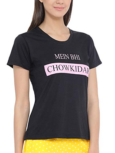 Image of Clovia Women's Cotton Rich Text Print Top