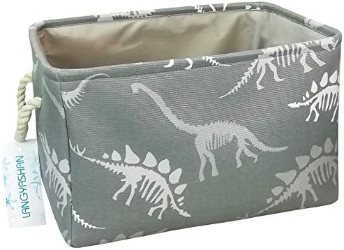 LANGYASHAN Rectangular Storage Bin Collapse Canvas Fabric Cartoon Storage Basket with Handles for Organizing Home Kitchen Boys and Girls Toys Office Closet Shelf Baskets(Rec Pink Dancing Unicorn)