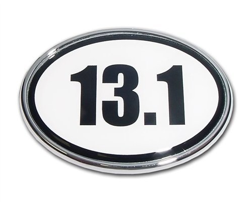 chimoo MVP Accessories Half Marathon 13.1 Premier Metal Auto Emblem- White Oval Shape
