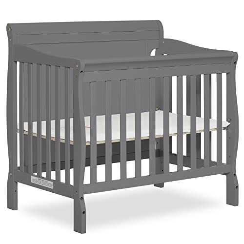 Image of Dream On Me Alice 3-in-1 Full Panel Convertible Mini Crib, Storm Grey, Greenguard Gold Certified