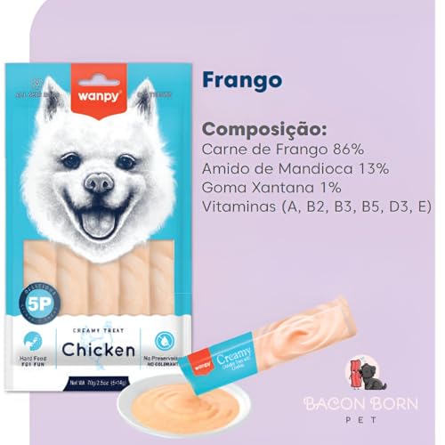 Petisco Para Cães Úmido Truly Wanpy Creamy Vários Sabores Tubetes Bacon Born (7, Frango)