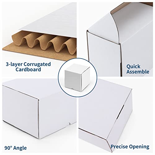 Image of ZBEIVAN 6x6x6 White Shipping Boxes Set of 20, Corrugated Cardboard Mailer Boxes for Packaging Small Business Mailing Gifts