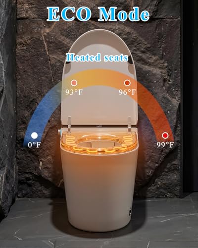 Image of Smart Toilet with Auto Open /Close, Bidet Function, Heated Seat & Dryer, One Piece Elongated Modern Toilet with Foam Shield Technology, Heated Seat, Night Light,Tankless Toilets for Bathrooms