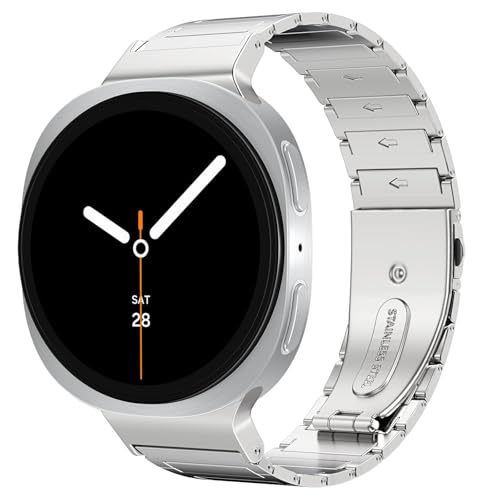 MoKo Samsung Galaxy Watch 8�p���^���o���h 40mm 44mm/Galaxy Watch 8 Classic 46mm�p �r�W�l�X�X�e�����X�X�`�[���X�g���b�v ���߉\�ȃ��^�����X�g�o���h �����p �j�����p �V���o�[