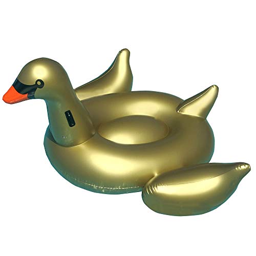 Swimline Original 90701 Inflatable Golden Goose Pool Float Floatie Ride-On Lounge W/ Stable Legs Wings Large Rideable Blow Up Summer Beach Swimming Party Lounge Big Raft Tube Decoration Toy Kids Adult #TOP9