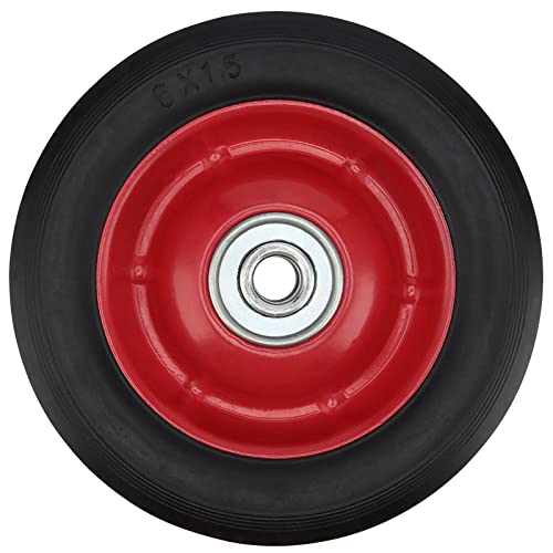 Juego de 4 ruedas sólidas de goma 6 pulgadas para carretilla miniatura 4
