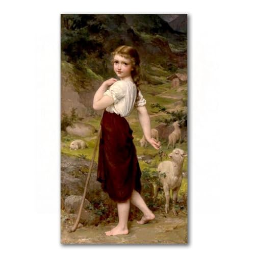 Reproduction de peinture Le petit berger de chèvres, art mural sur toile moderne 80x145 cm
