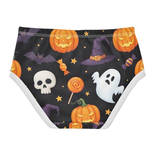Toddler Briefs, Halloween Pumpkins Black Orange Cotton Underwear Girls, 2T–8 Years2
