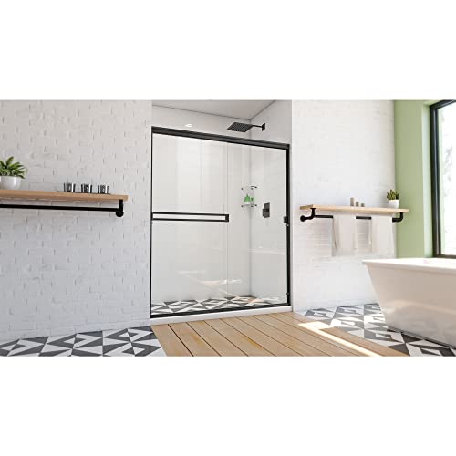 Dreamline SDAB60A700VXX09 Alliance Pro Bg 56-60 Inch W X 70 3/8 Inch H Semi-Frameless Sliding Shower Door In Matte Black And Clear Glass thumb #1