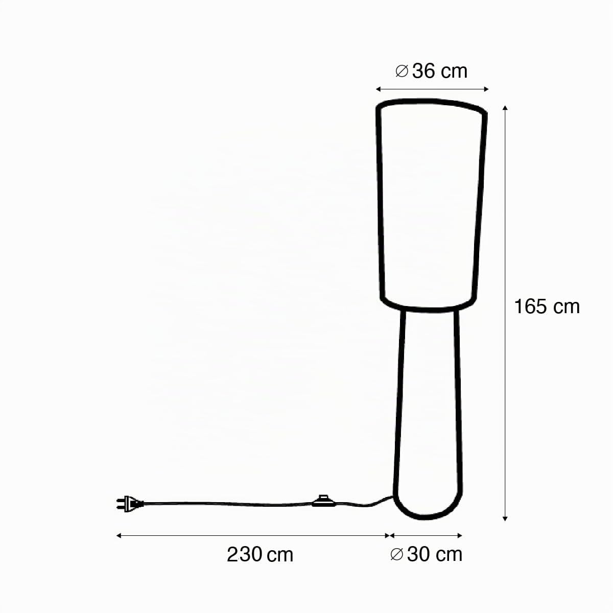 Qazqa Japandi Stehleuchte, Stehlampe - Trompet - Beige, max. 15W, Geeignet für LED, 2-flammig, 165cm, Ideal als Wohnzimmerlampe