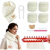 Yarniss Knitting Loom Kits,Knitting Scarf Kits with White Yarn