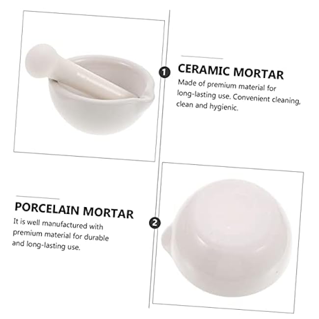 Unomor 2 Pcs Ceramic Grinding Bowl Set Sturdy Coffee Bean and Spice Pestle Household Seasoning Crush Pot for Kitchen and Restaurant Use