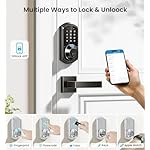 Veise VE07-L Fingerprint Smart Locks for Front Door with 2 Lever Handle Set, App Control, Keyless Entry, Electronic Digital Keypad Deadbolt, Auto Lock, Waterproof, Easy to Install, Matte Black - Image 2