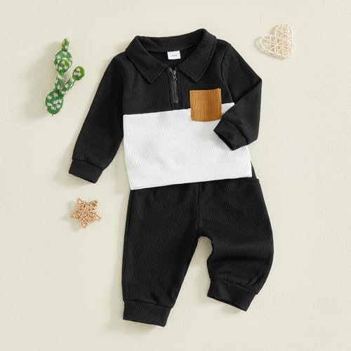 Image of VISGOGO Baby Boy Clothes Toddler Fall Winter Outfit Sweater Toddler Boy Striped Clothes 6 12 18 Months 2 3T 4T Pant Set