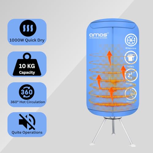AMOS Eezy Dry Pod Heated Electric Clothes Dryer 10KG Capacity 1000W Indoor & Outdoor Folding Airer for Laundry Large Foldable Rack for Fast Drying With Cover (Dry Pod) - Image 2