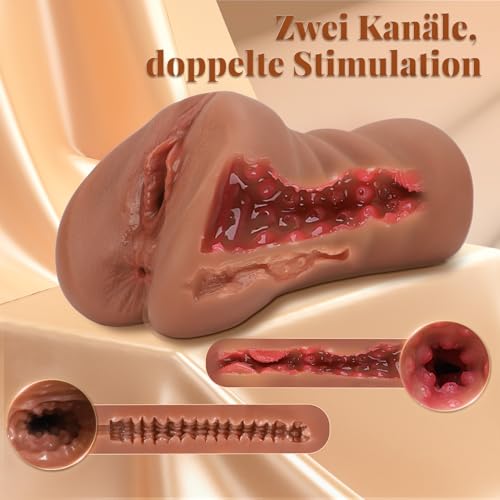 3-in-1 Realistische Masturbatoren für Männer – Masturbator Set mit Mini KI-Interaktivem Vibrator & Penisringen, Weiche Flüssigsilikon, Sex Spielzeug für Männer & Paare