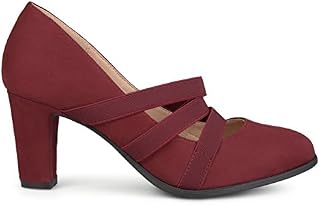 Brinley Co. Womens Levin Faux Suede Comfort Sole Chunky Heel Almond Toe Triple