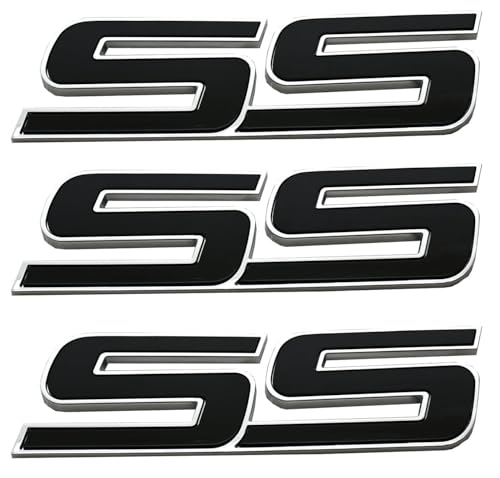 Image of 3pcs Front Door SS Emblem 3D Badge Nameplates Replacement for 06-10 Chevy Impala Trailblazer SS 15211285 Origianl Size (Chrome Black)
