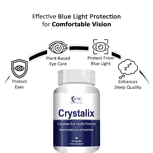 Image of ANC Crystalix Eye Supplement Lutein, Zeaxanthin, Vitamin A, Vitamin B2, Vitamin E Support Eye Health, Helps in Improve Vision, Kids & Adults, Digital Safe Guard, Blue Light, Veg 60 Capsules-Pack of 3
