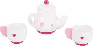 Small Foot Wooden Toys Tea Time playset Includes Tea Pot with a Removable lid and Two Tea Cups for Play Kitchens Designed for Children Ages 3+, Multi (10887)