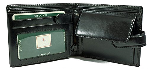 Visconti Monza 5 Quad Fold Soft Leather Italian Glazed Wallet (Black)