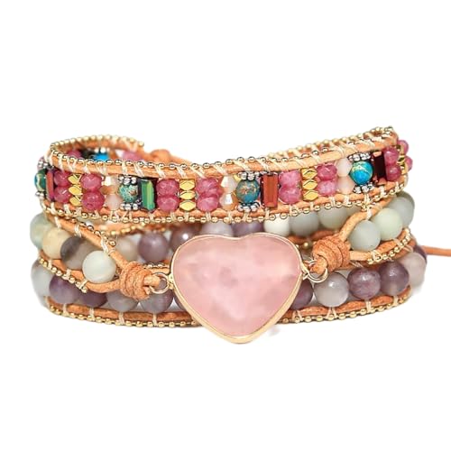 Image of Boho Stone Wrap Bracelet for Women,Turquoise Beaded Bracelet Jewelry Gift